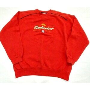 Budwiser Sweatshirt Dale Earnhardt Jr #8 NASCAR Red #B022